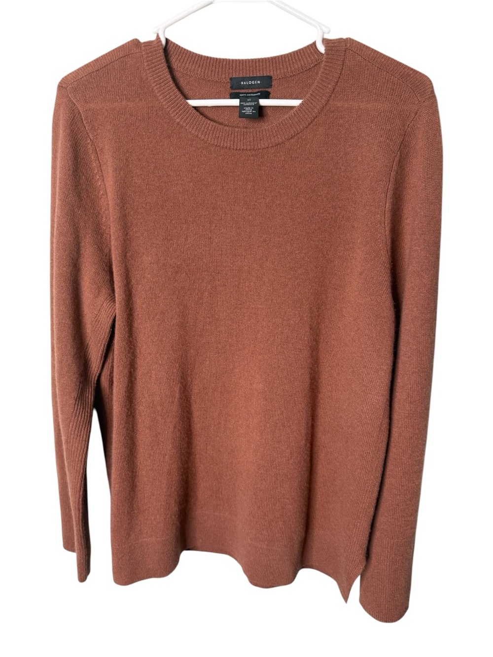 Halogen Rust Brown Size XL 100% Cashmere Crewneck Sweater